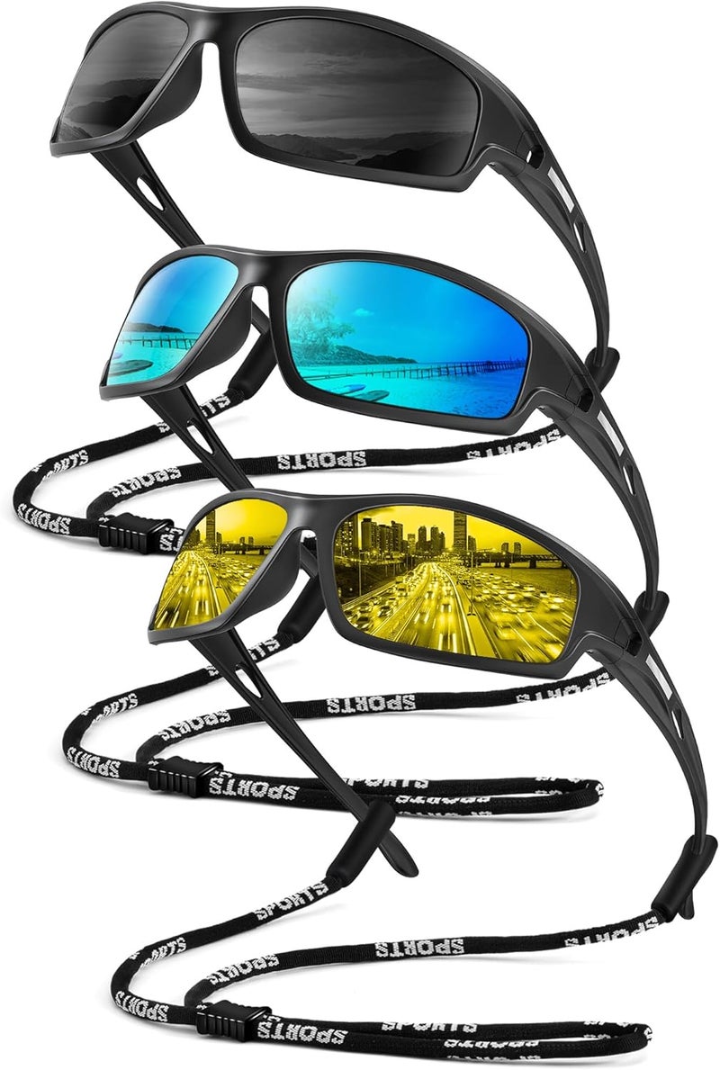 QALLY Store Polarized-Sunglasses-Men Sports Mens-Sunglasses: Sun-Glasses with UV Protection for Fishing Driving Running Cycling - Image 1